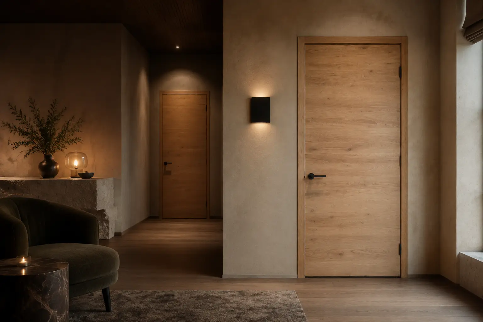 Lichte massief eiken deuren in een premium interieur